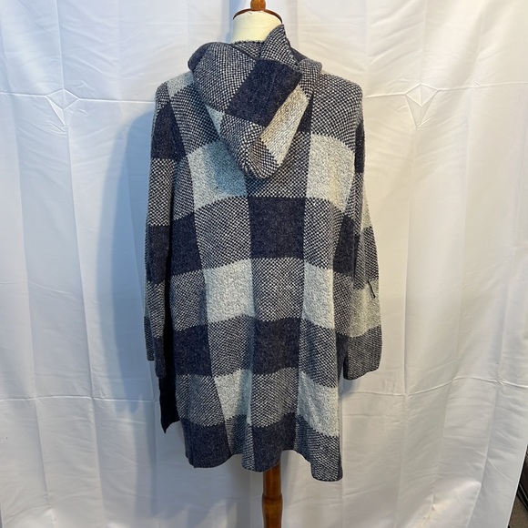 Plaid Hooded long Cardigan - Picture 4 of 6